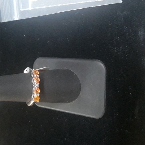 Sterling Slver Genuine yellow Sapphire/ White Diamond Ring Sz 6-8 - Picture 1 of 6